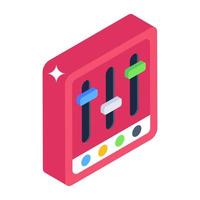 An isometric design of volume equalizer, an audio adjuster concept vector