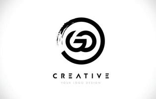 GO Circular Letter Logo with Circle Brush Design and White Background. vector
