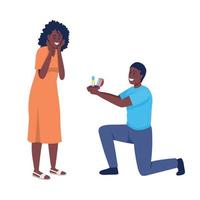 Man proposing to his beloved semi flat color vector characters