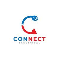 Letter C for Connect Electric Logo Design Vector Illustration