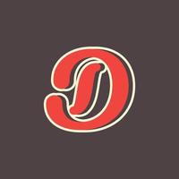 Retro Letter D Logo in Vintage Western Style with Double Layer. Usable for Vector Font, Labels, Posters etc