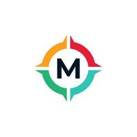 Colorful Letter M Inside Compass Logo Design Template Element vector