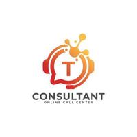 Consulting Logo Icon. Online Consultant Initial Letter T Logo Design Template vector