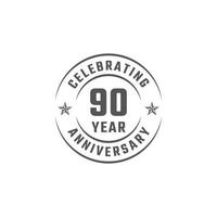 Insignia de emblema de celebración de aniversario de 90 años con color gris para evento de celebración, boda, tarjeta de felicitación e invitación aislada en fondo blanco vector