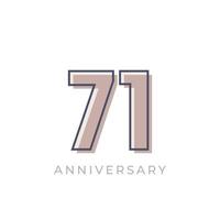 71 Year Anniversary Celebration Vector. Happy Anniversary Greeting Celebrates Template Design Illustration vector