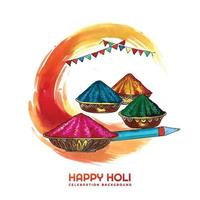 Celebration of indian festival happy holi card holiday background vector