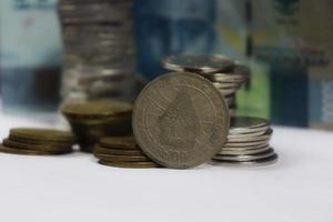 the currency of the republic of indonesia on a gray background photo