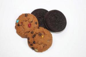 two kinds of chocolate-flavored dry bread on a gray background photo