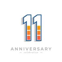 11 Year Anniversary Celebration with Charging Icon Battery for Celebration Event, Wedding, Greeting card, and Invitation Isolated on White Background vector