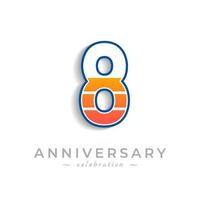 8 Year Anniversary Celebration with Charging Icon Battery for Celebration Event, Wedding, Greeting card, and Invitation Isolated on White Background vector
