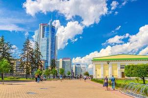 Minsk, Belarus, July 26, 2020 Skyscrapers on Pobediteley Peramohi Avenue in Minsk photo