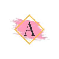 Letter A Logo with Water Color Brush Stroke. Usable for Business, wedding, make up and fashion Logos. vector
