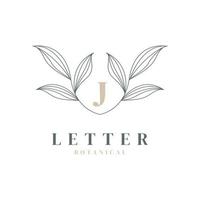 letra inicial j logotipo floral y botánico. hoja de naturaleza femenina para salón de belleza, masajes, cosméticos o símbolo de icono de spa vector