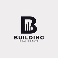 icono de bienes raíces. construcción de letra b con elemento de plantilla de diseño de logotipo de edificio de ciudad de apartamento de gráfico de diagrama vector