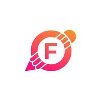 Creative Letter F Pencil with Circle for Education or Art Logo Inspiration vector