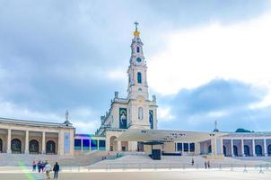 Sanctuary of Our Lady of Fatima with Basilica of Our Lady of the Rosary catholic church with colonnade in Fatima
