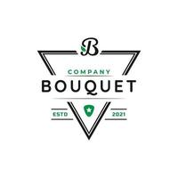 Initial Letter B and Leaf for Vintage Bouquet Logo Design Inspiration vector