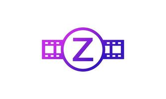 Initial Letter Z Circle with Reel Stripes Filmstrip for Film Movie Cinema Production Studio Logo Inspiration vector