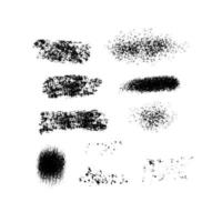 Set of different grunge textures for elements decorating or brush creation. Black on white vector design.