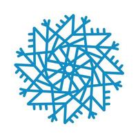 Snowflake icon. Blue silhouette snow flake sign isolated on white background. Flat design. Symbol of winter Christmas, New Year holiday. Graphic element decoration Vector hand drawn illustration