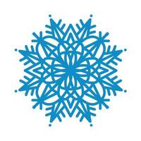 Snowflake icon. Blue silhouette snow flake sign isolated on white background. Flat design. Symbol of winter Christmas, New Year holiday. Graphic element decoration Vector hand drawn illustration