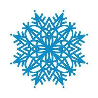 Snowflake icon. Blue silhouette snow flake sign isolated on white background. Flat design. Symbol of winter Christmas, New Year holiday. Graphic element decoration Vector hand drawn illustration