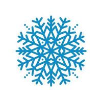 Snowflake icon. Blue silhouette snow flake sign isolated on white background. Flat design. Symbol of winter Christmas, New Year holiday. Graphic element decoration Vector hand drawn illustration