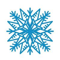 Big blue snowflake icon vector on white background. Single symmetric vector flat illustration