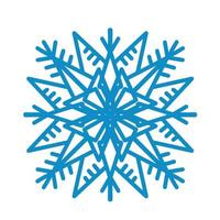 Big blue snowflake icon vector on white background. Single symmetric vector flat illustration