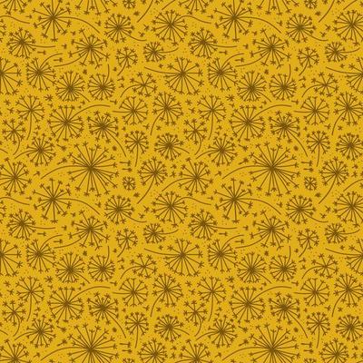 Dandelion seamless pattern. Dandelions grass pollen plant seeds blowing tranquil wind fluff flower texture. Minimal flat vector illustration in doodle style for fabric, fashion design in ocher color