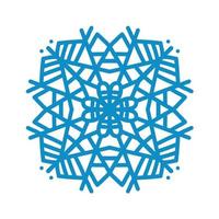 Big blue snowflake icon vector on white background. Single symmetric vector flat illustration