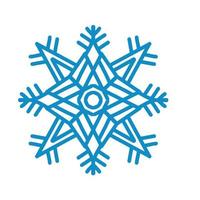 Big blue snowflake icon vector on white background. Single symmetric vector flat illustration