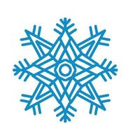 Big blue snowflake icon vector on white background. Single symmetric vector flat illustration