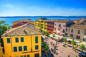 Sirmione, Italy, September 11, 2019 Sirmione aerial panoramic view of historical centre photo