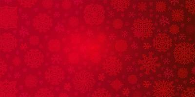 fondo navideño de copos de nieve grandes y pequeños en colores rojos vector