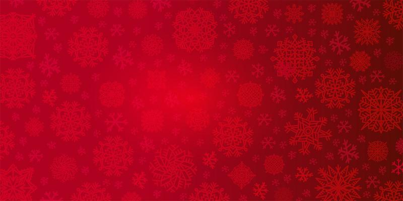 Christmas background of big and small snowflakes in red colors