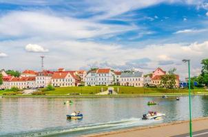 Minsk, Belarus, July 26, 2020 Traeckaje Suburb with old buildings in Trinity Hill in Minsk photo