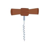 Wooden hand spiral corkscrew element isolated on a white background. Flat hand drawn vector illustration.