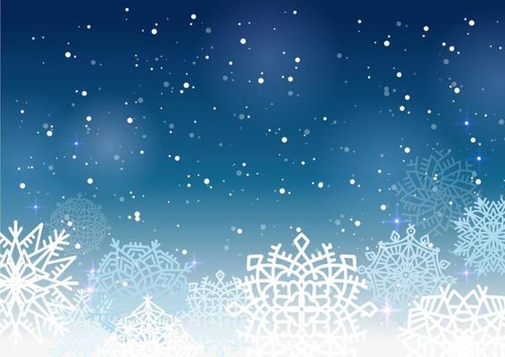 Vector Illustration of a Winter dark blue Background with big Snowflakes. Space for text. Holiday New year poster.
