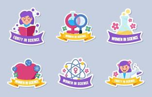 International Day of Women and Girl in Science Sticker Set vector