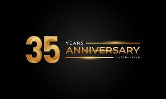 35 Year Anniversary Celebration with Shiny Golden and Silver Color for Celebration Event, Wedding, Greeting card, and Invitation Isolated on Black Background vector