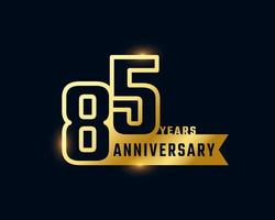 85 Year Anniversary Celebration with Shiny Outline Number Golden Color for Celebration Event, Wedding, Greeting card, and Invitation Isolated on Dark Background vector