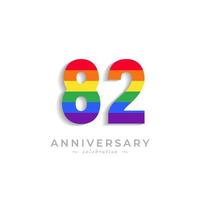 82 Year Anniversary Celebration with Rainbow Color for Celebration Event, Wedding, Greeting card, and Invitation Isolated on White Background vector