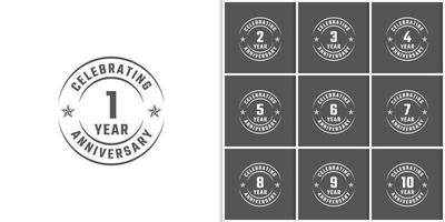 Set of Year Anniversary Celebration Emblem Badge with Gray Color for Celebration Event, Wedding, Greeting card, and Invitation Isolated on White Background vector