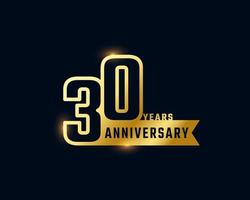 30 Year Anniversary Celebration with Shiny Outline Number Golden Color for Celebration Event, Wedding, Greeting card, and Invitation Isolated on Dark Background vector