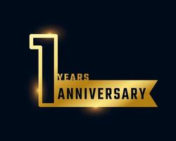 1 Year Anniversary Celebration with Shiny Outline Number Golden Color for Celebration Event, Wedding, Greeting card, and Invitation Isolated on Dark Background vector