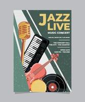 plantilla de cartel de concierto de jazz vintage vector
