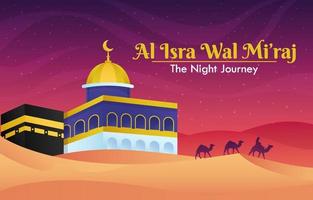 Isra Mi'raj the Night Journey Background Concept vector