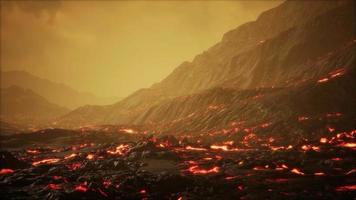 Lava Field under sunset clouds on background video