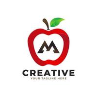 Letter M logo in fresh Apple Fruit with Modern Style. Brand Identity Logos Designs Vector Illustration Template